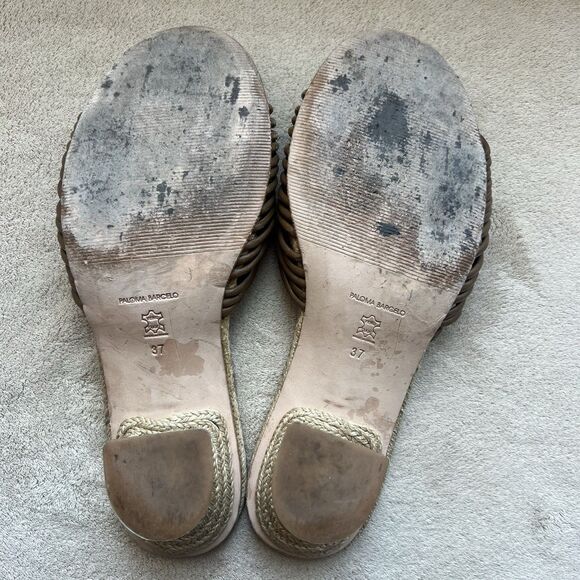 Paloma Barcelo Brown Leather Knot Straps Jute Heel Sandal Women EU 37 US 6.5 - Picture 15 of 16